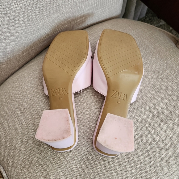 ZARA Pink Mid-Block Heels Sandals - Picture 7 of 10